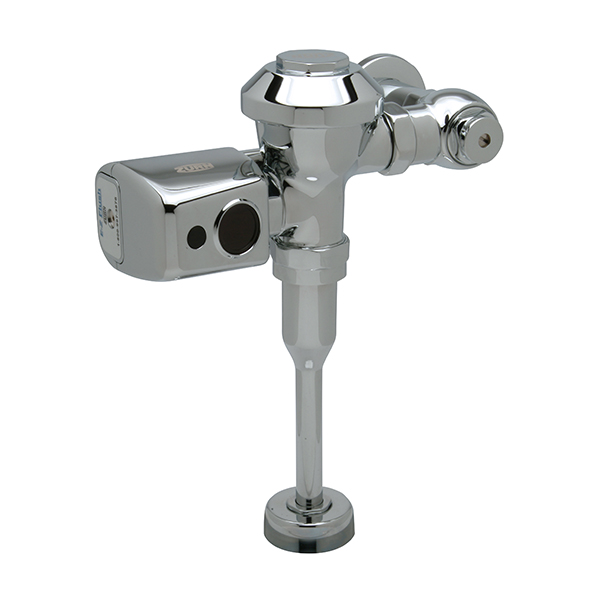 Zurn Aquaflush® exposed quiet diaphragm sensor operated battery powered type flush valve with a top spud connection for urinals at 0.5 gpf